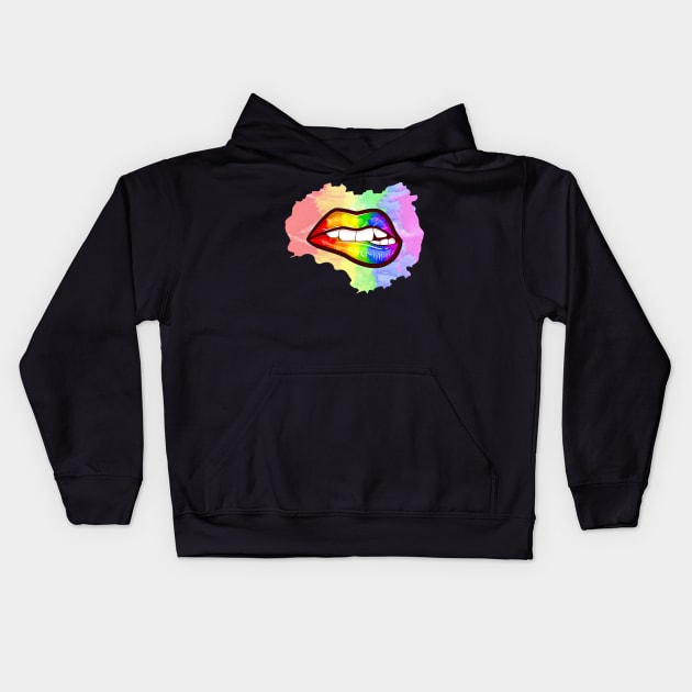 Colorful Mouth Rainbow Lips Kids Hoodie by SoCoolDesigns